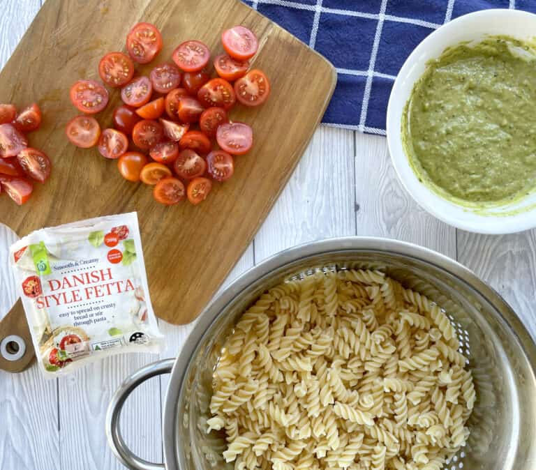 Easy Pesto Feta Pasta Salad 20 Minute Meal Just A Mum S Kitchen