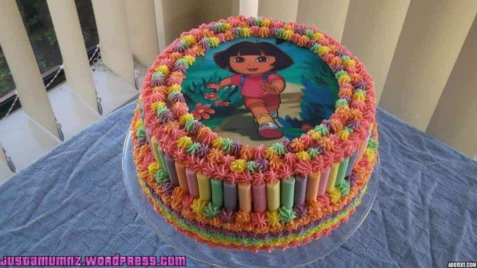 text - dora cake