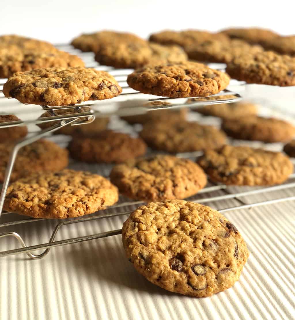 Oatmeal Raisin Cookies cooling on the rack