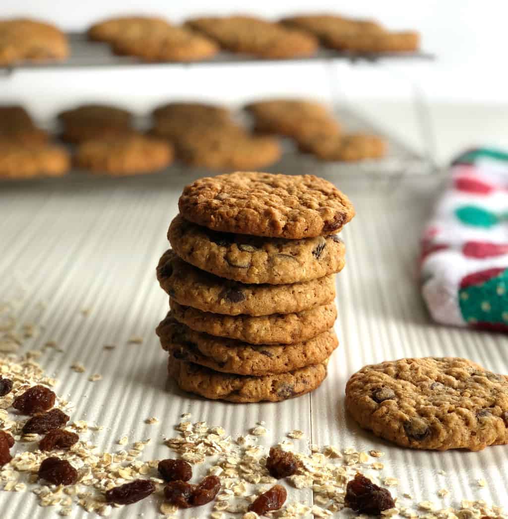 Stack of Oatmeal Raisin Cookies from Just A Mum