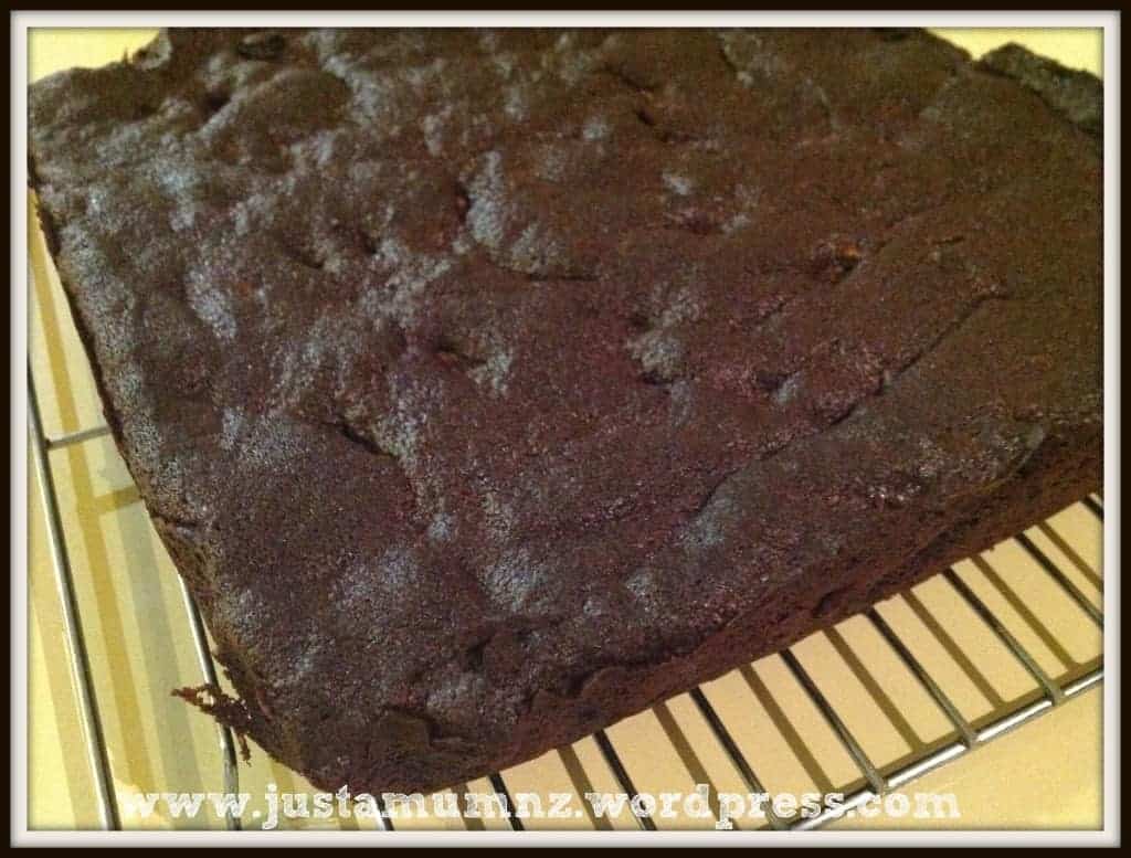chocolate brownie on an airing rack