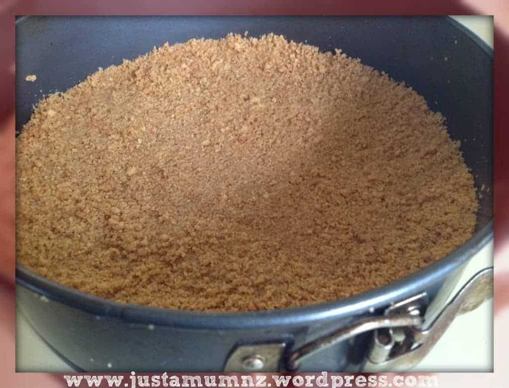 Blitzed biscuits for the base of the cheesecake