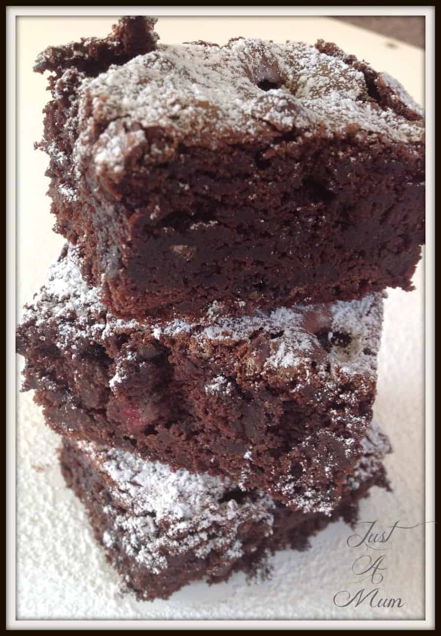 Ultimate Chocolate Brownie - With Raspberries - Just a Mum's Kitchen