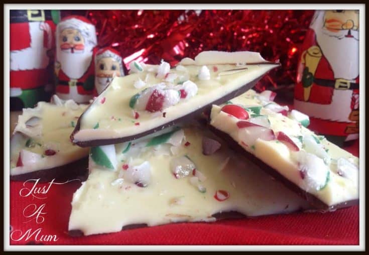 Candy Cane Chocolate Bark Just a Mum's Kitchen