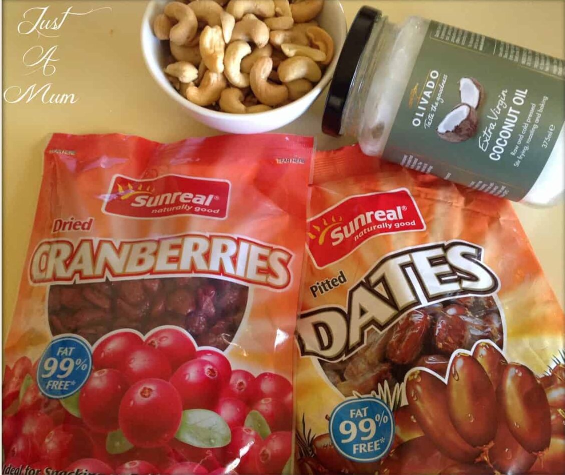 Ingredients used in bliss balls, see recipe card for full details. 