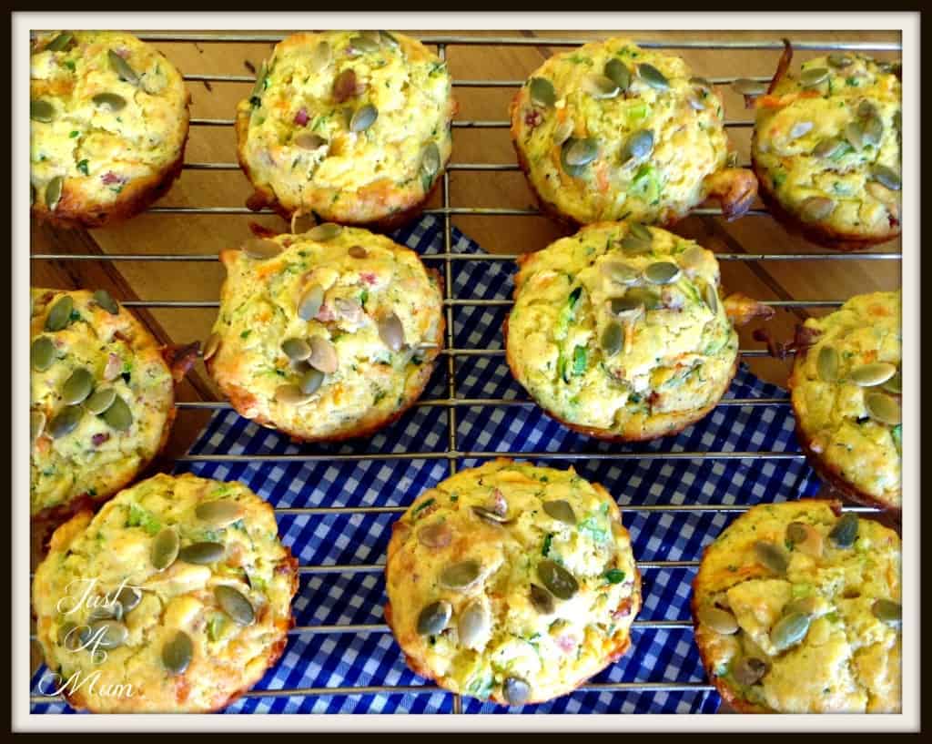 Overhead View of Deluxe vege muffins on an airing rack