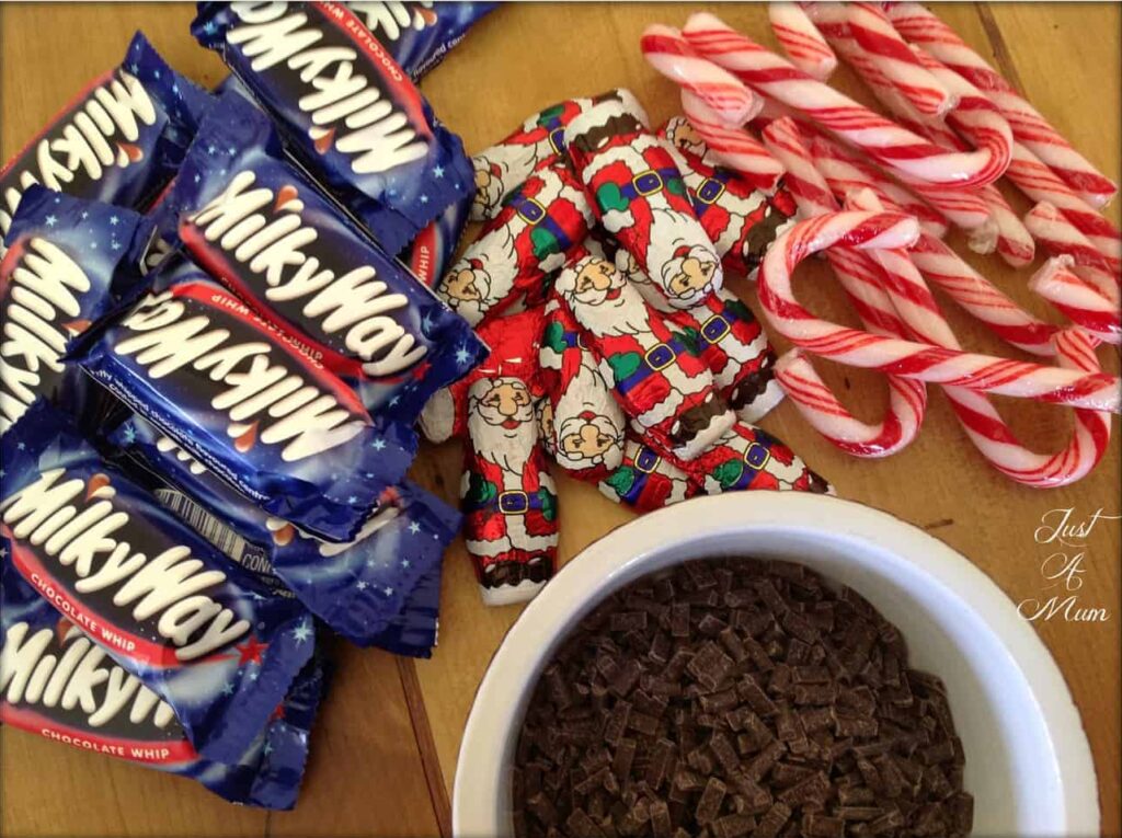 Ingredients for Candy Cane Santa Sleigh