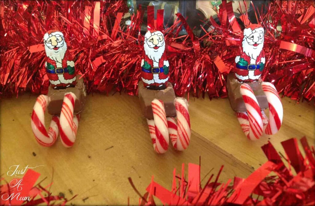 3 Santa Sleighs with Tinsel