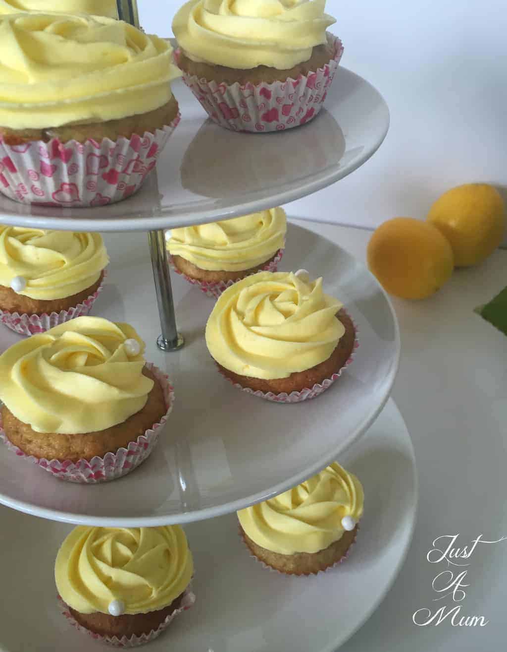 Banana Cupcakes on a cake stand