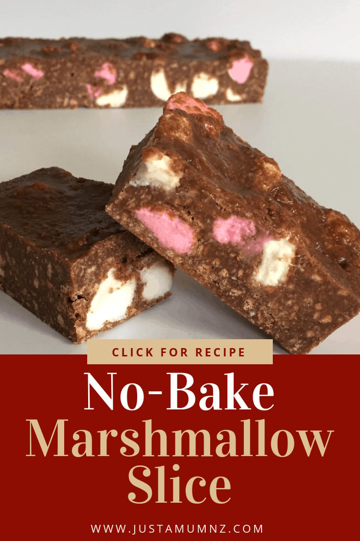 You will love this recipe for no bake marshmallow slice! So easy using biscuits, cocoa, condensed milk and more in a simple easy to make slice. Better than a rocky road, kids and more will love it. You can even make it gluten free! Check out the recipe for more info #baking #ricekrispie #easy #nobake #chocolate