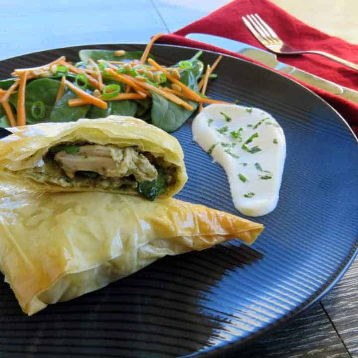 Chicken Mascarpone Pesto Filo Parcels