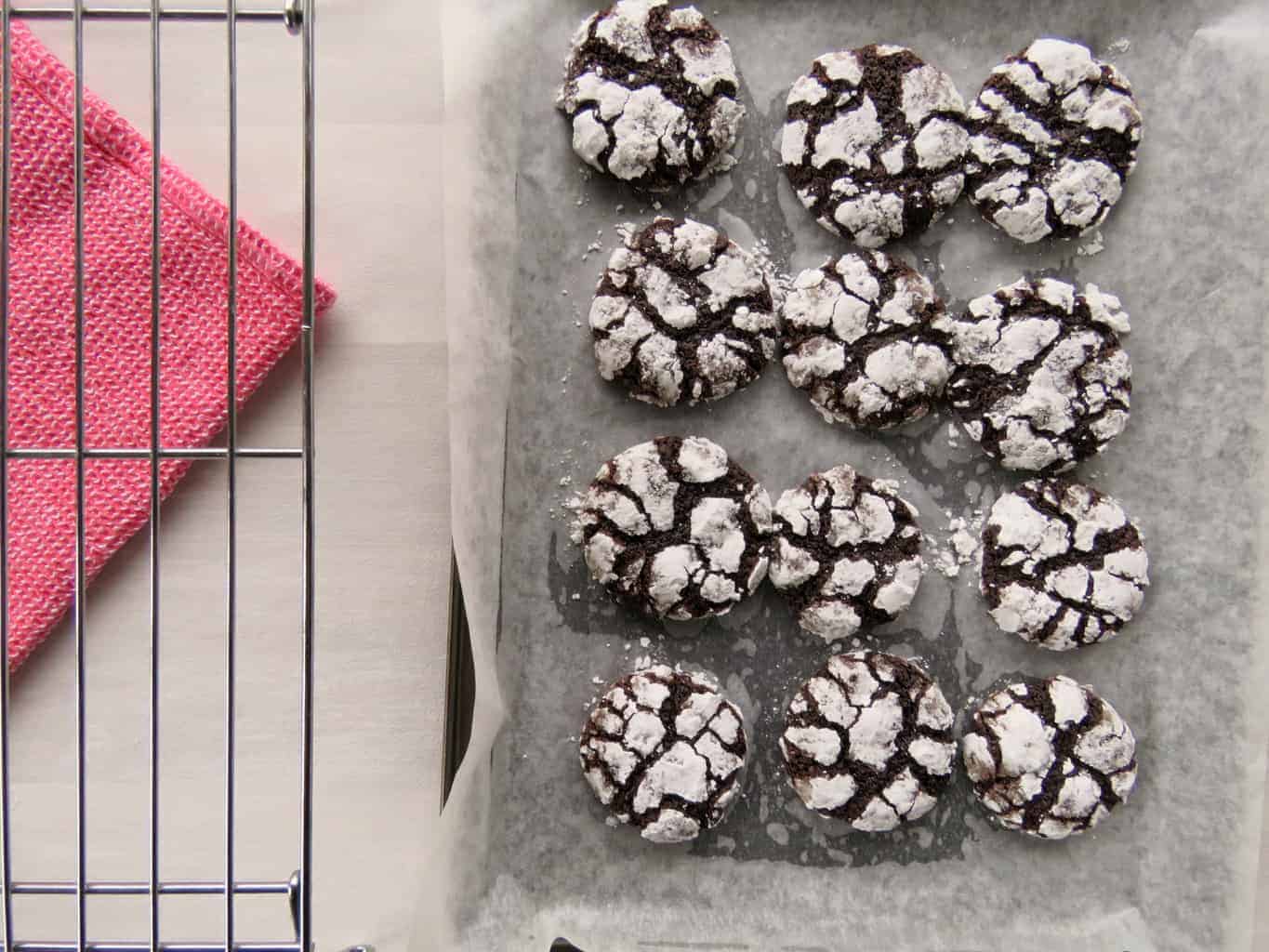 Just A Mums Chocolate Crackle Biscuits cooked showing the crackle effect