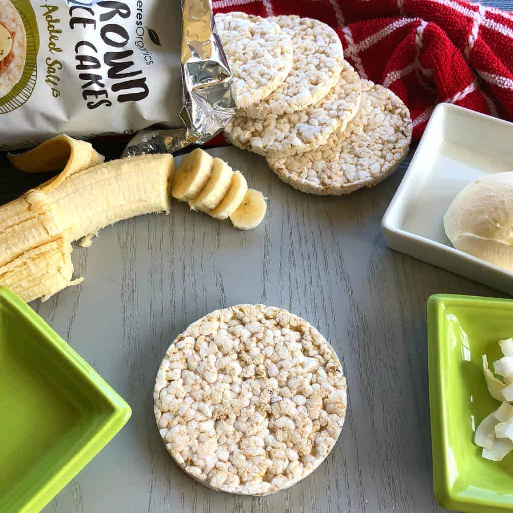 Ceres Organic Brown Rice Cakes Toppings Ideas Just A Mum Banana, honey, coconut, cream cheese