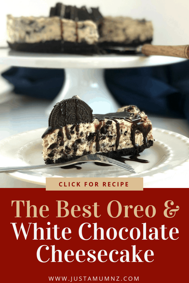 Delicious no bake oreo cheesecake is so easy and tasty! With a white chocolate base and no gelatin it is the best around! #recipes #vanilla #creme #crushed #video #mini