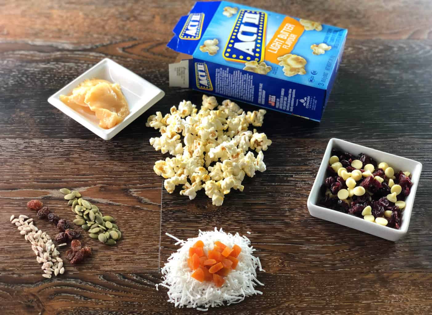 Ingredients for Just A Mum's Honey popcorn bars 