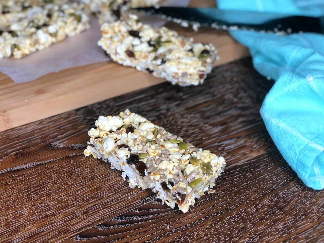 Just A Mums Honey Popcorn Bars with Sultanas, Sunflower Seeds and Pumpkin Seeds