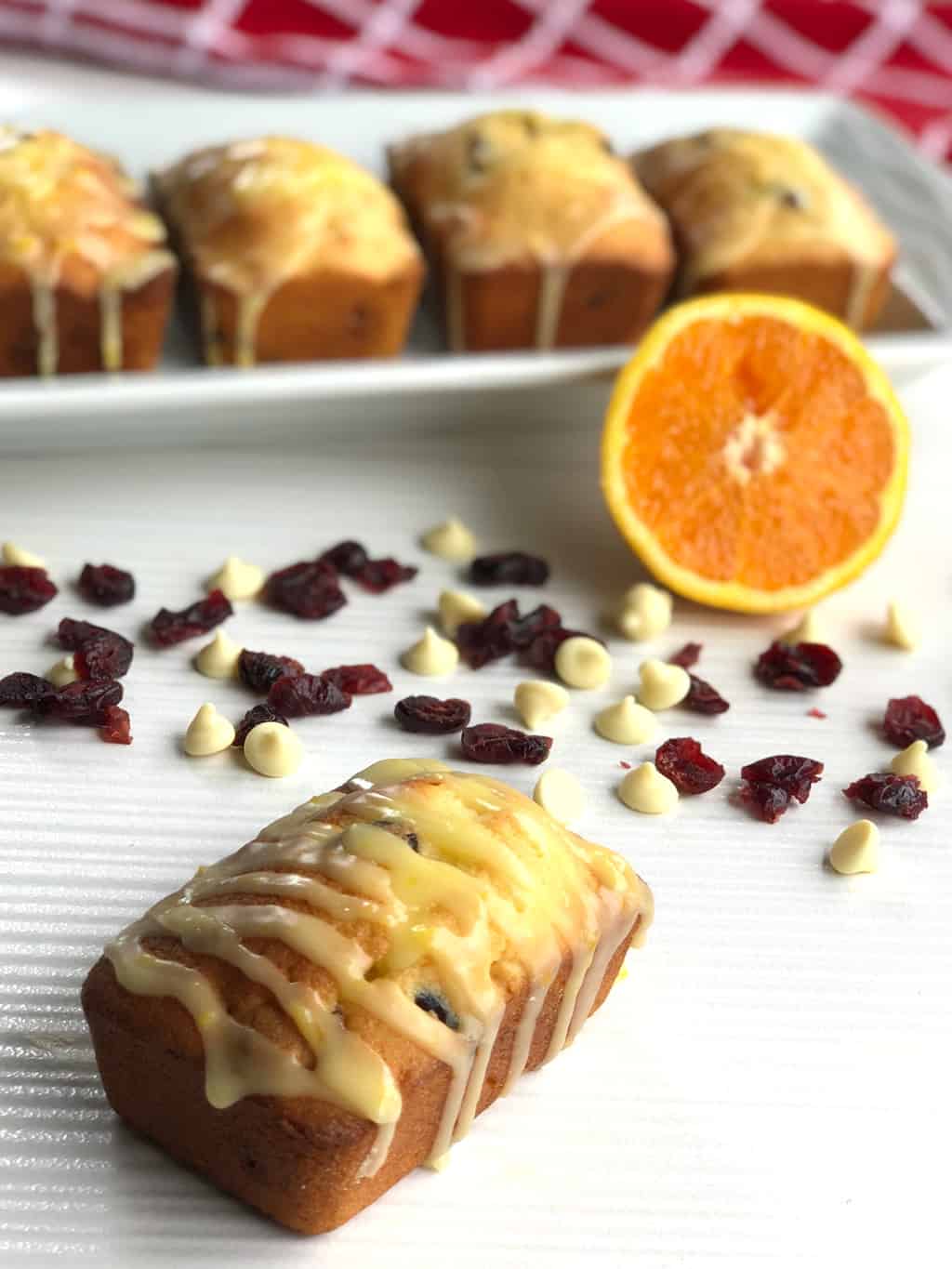 Sliced White Chocolate & Cranberry Loaf with orange citrus glaze