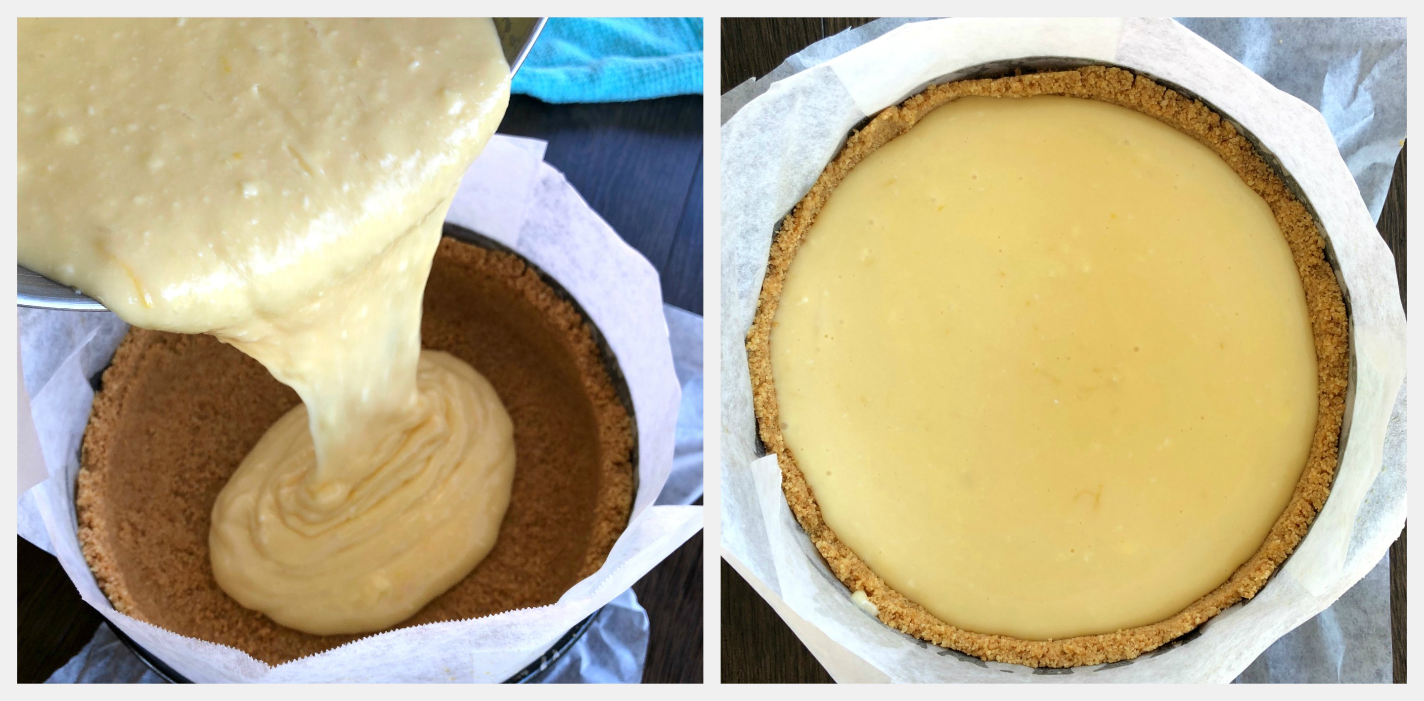 Preparing the filling for a baked cheesecake