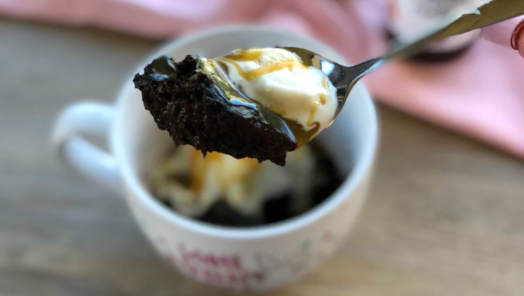 Spoonful of Chocolate Self Saucing Pudding for one with Butterscotch Caramel Sauce