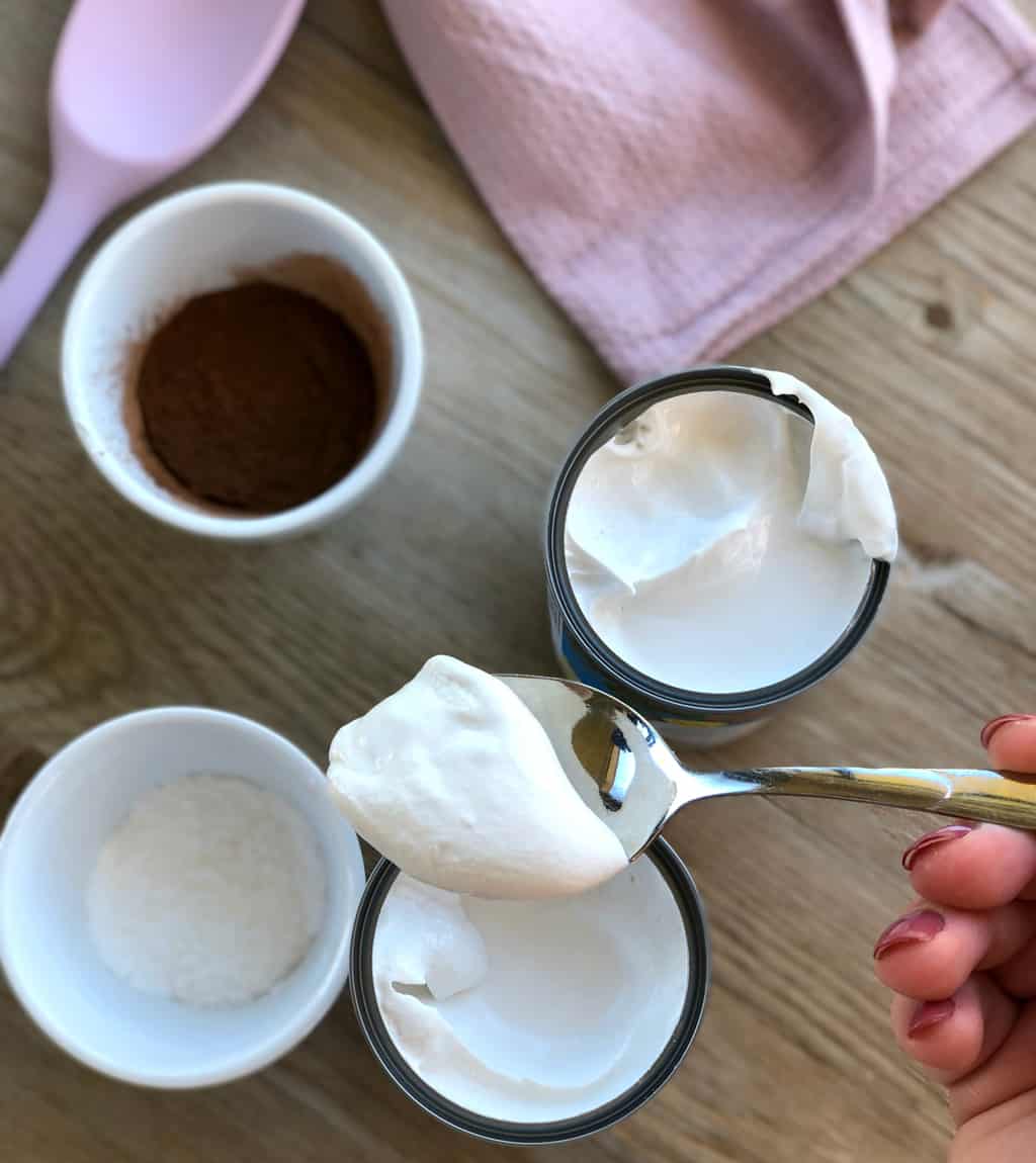 Coconut Cream - fridge it then scoop off the cream from the top 2/3rds of the can