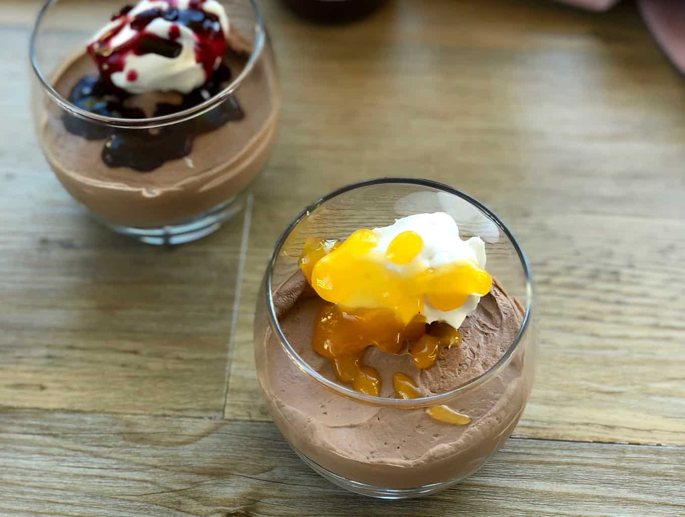 Coconut Cream Chocolate Mousse with Mango Dessert Sauce