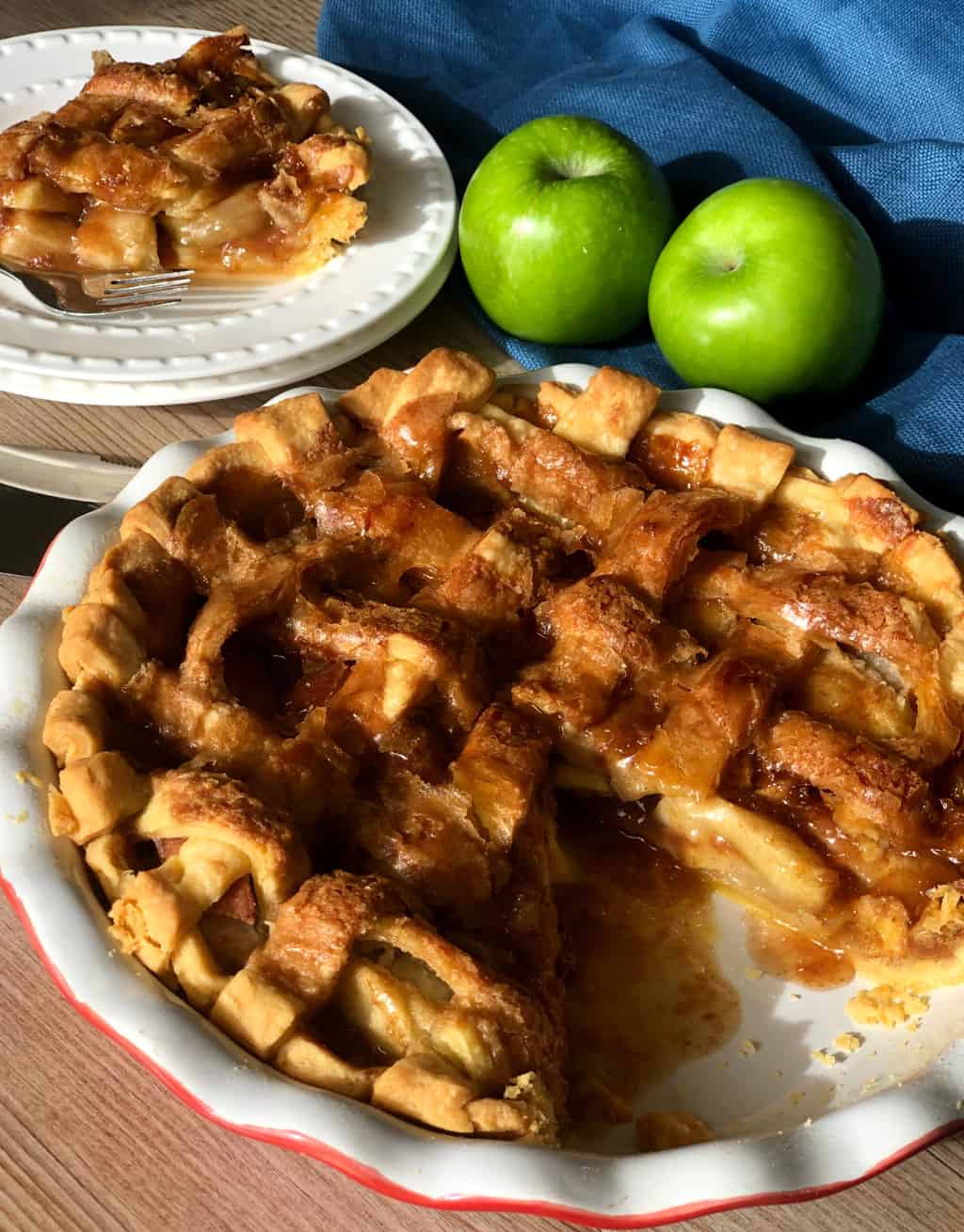 Delicious Caramel Apple Pie - sliced and ready to eat