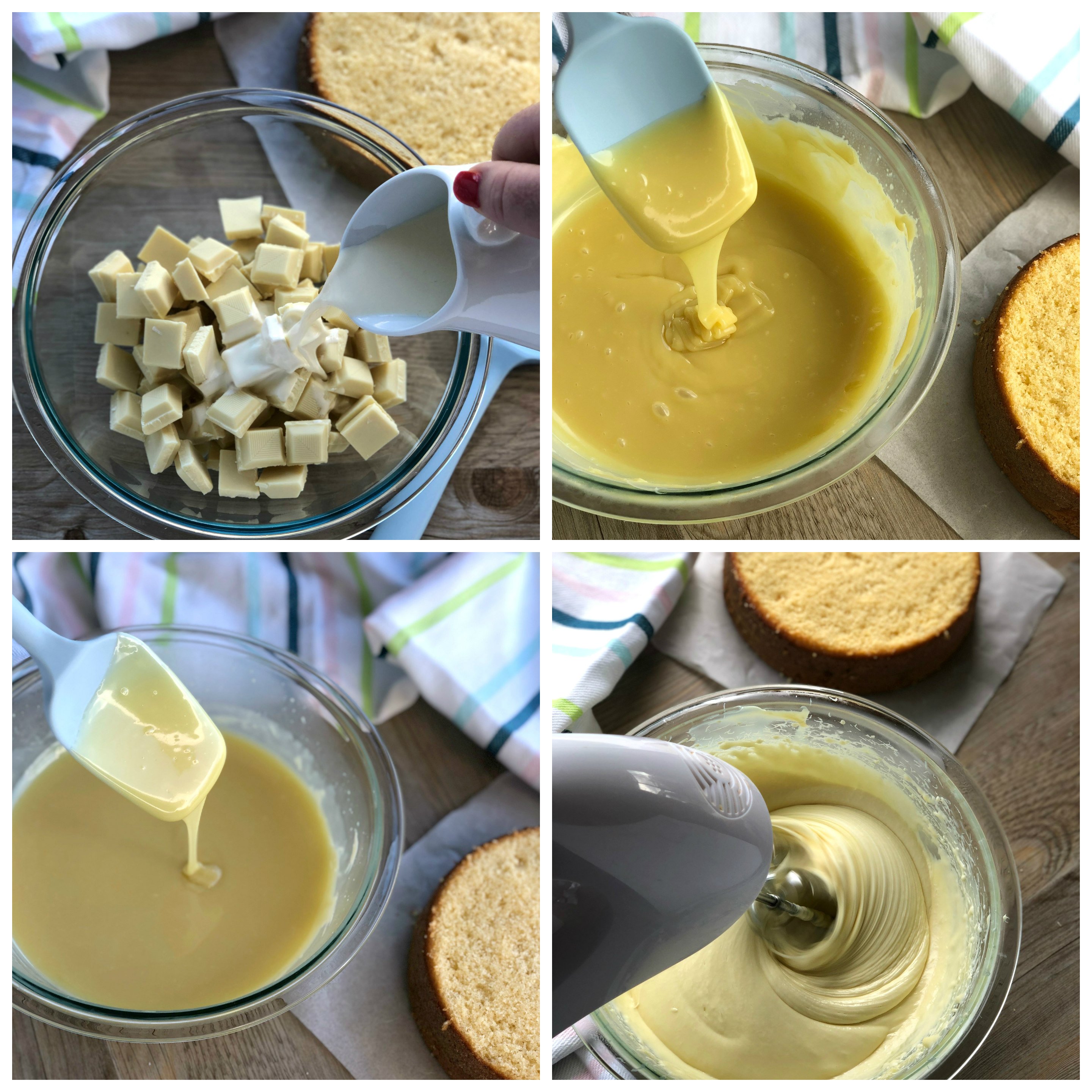 Step One - Melted and Whipping the White Chocolate Ganache