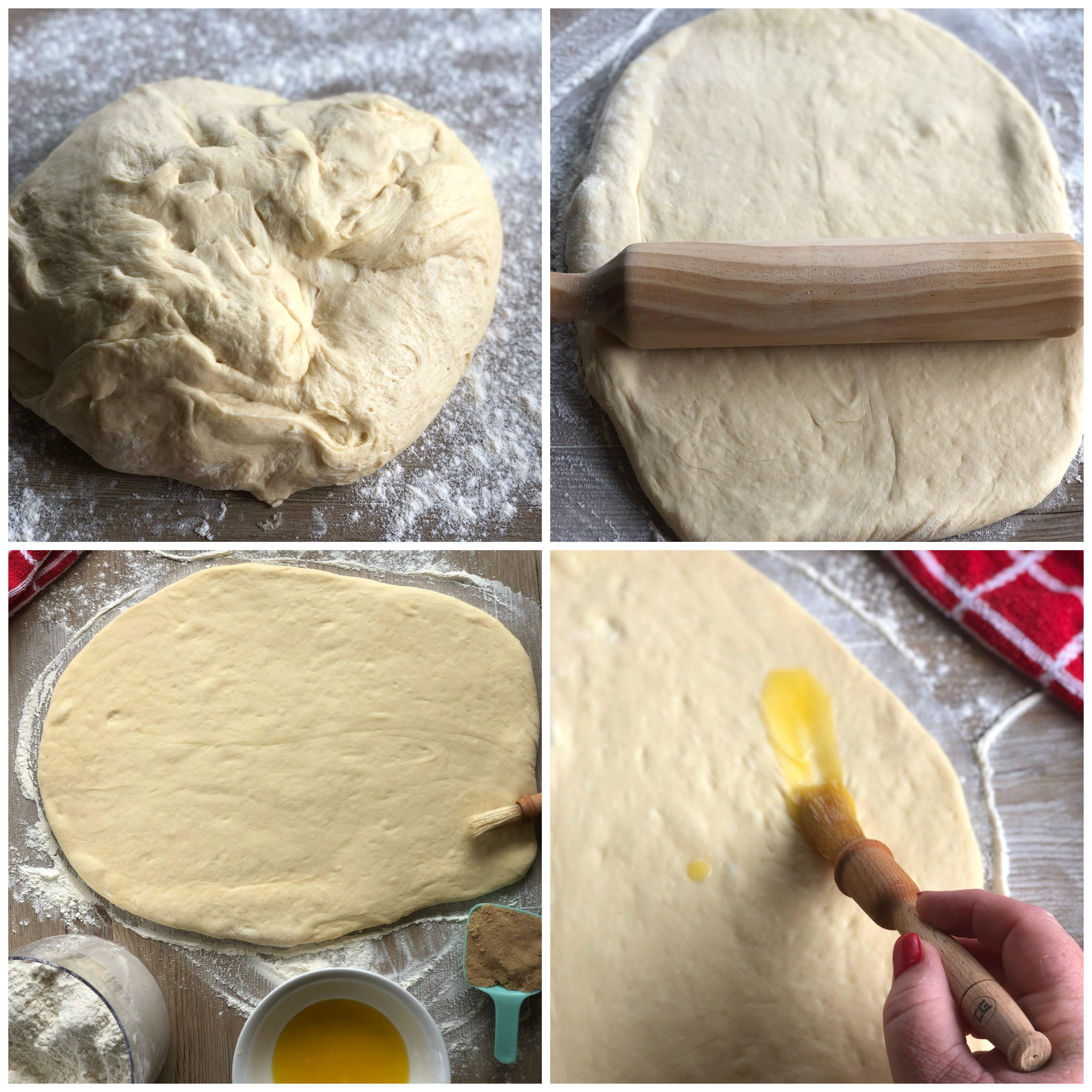 Preparing the dough for the rolls