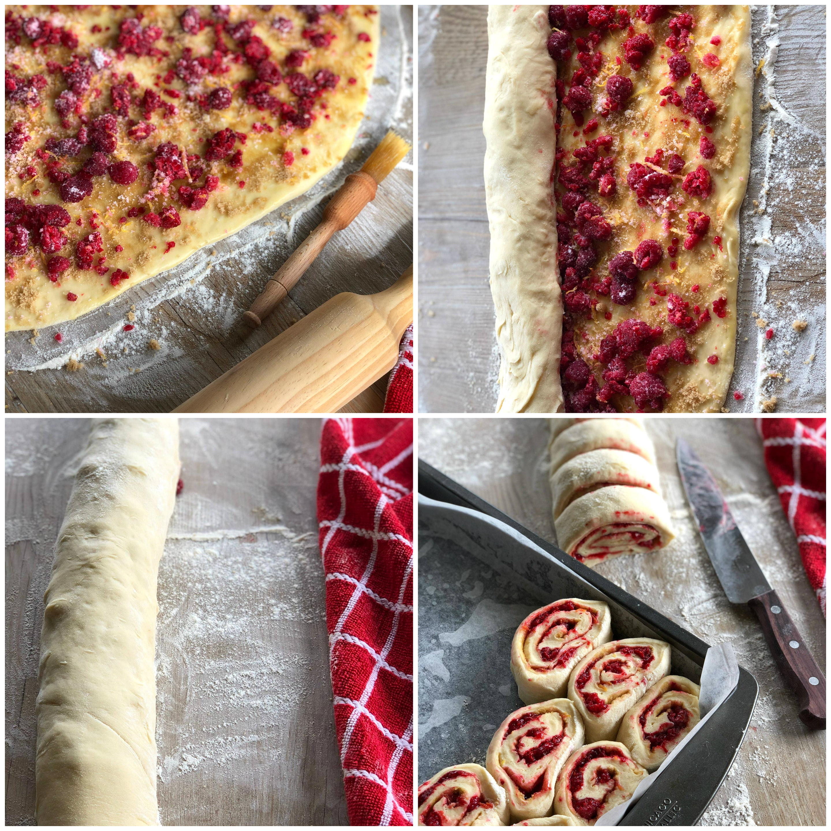 Raspberry filling for soft rolls