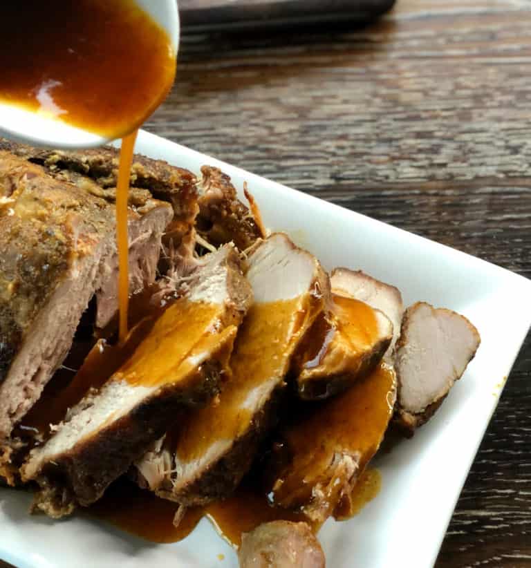 Slow Cooker Roast Pork with Garlic Honey Butter Gravy Just a Mum's Kitchen