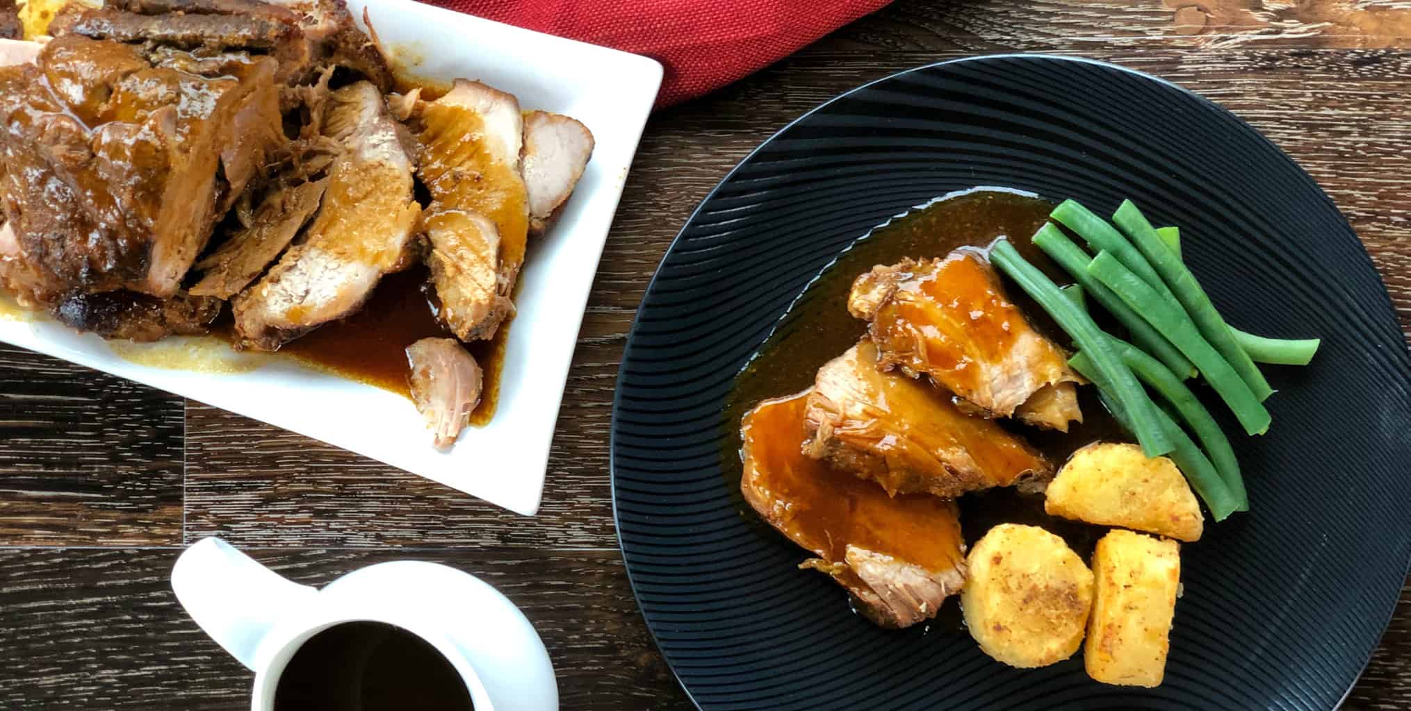 Roast Pork with Honey Garlic Butter Sauce 