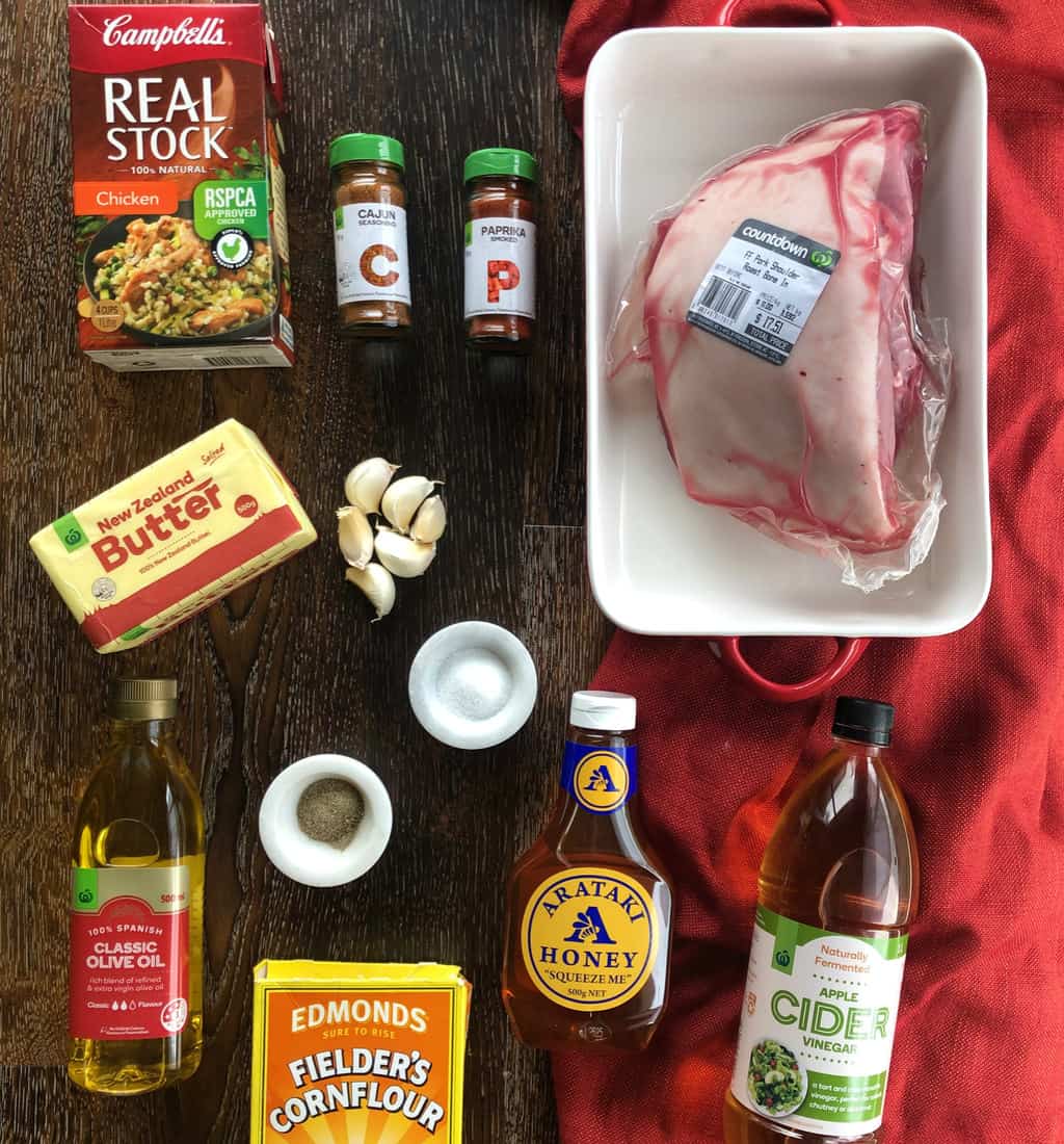 Ingredients for Slow Cooked Roast Pork with Honey Garlic Butter Gravy