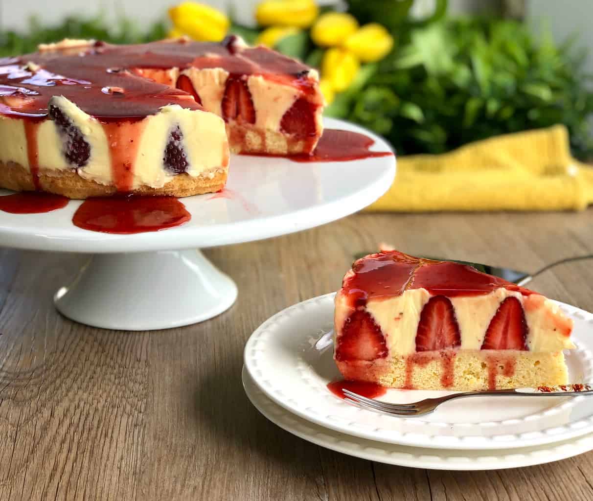 Slice of Strawberry Shortcake Cheesecake