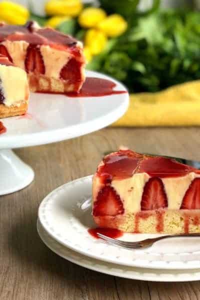 Slice of Strawberry Shortcake Cheesecake