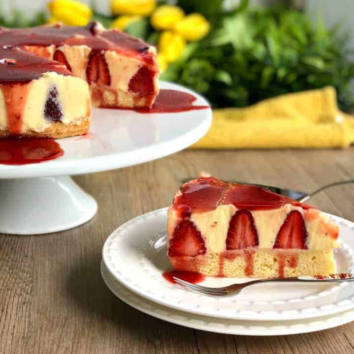 Slice of Strawberry Shortcake Cheesecake
