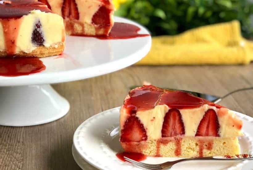 Slice of Strawberry Shortcake Cheesecake