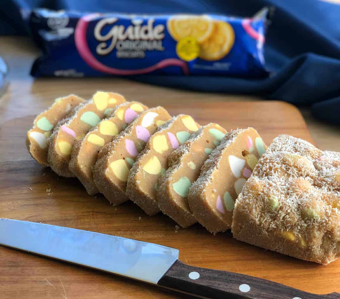 Sliced Lolly Cake with Girl Guide Biscuits