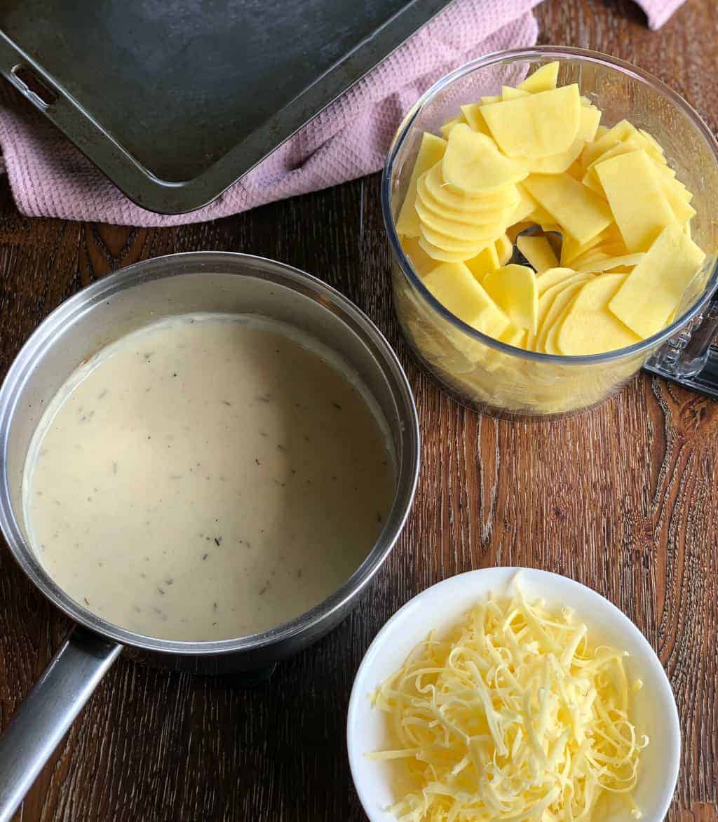 Ingredient Prep for Potato Au Gratin