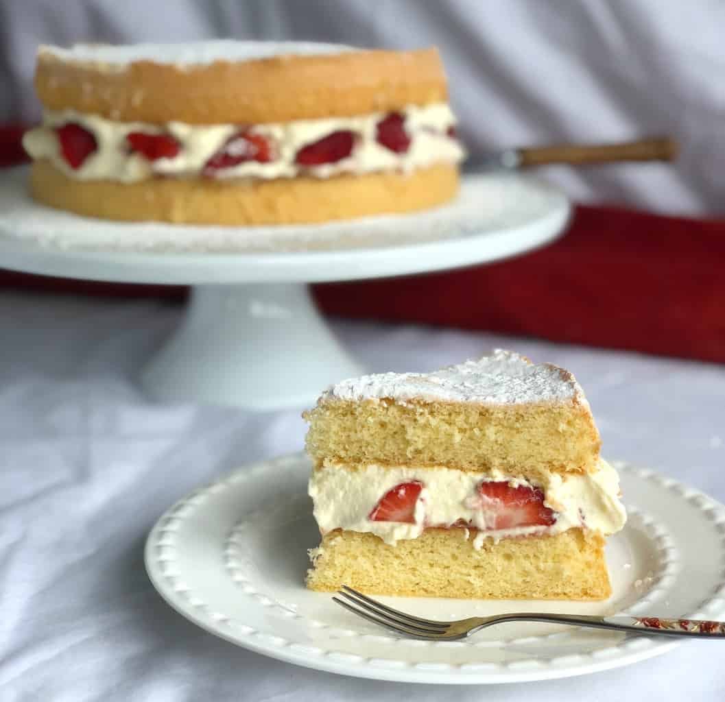 Slice of Sponge with Cream & Strawberries 