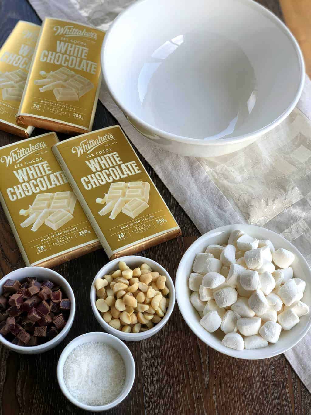 Ingredients for White Chocolate Rocky Road 