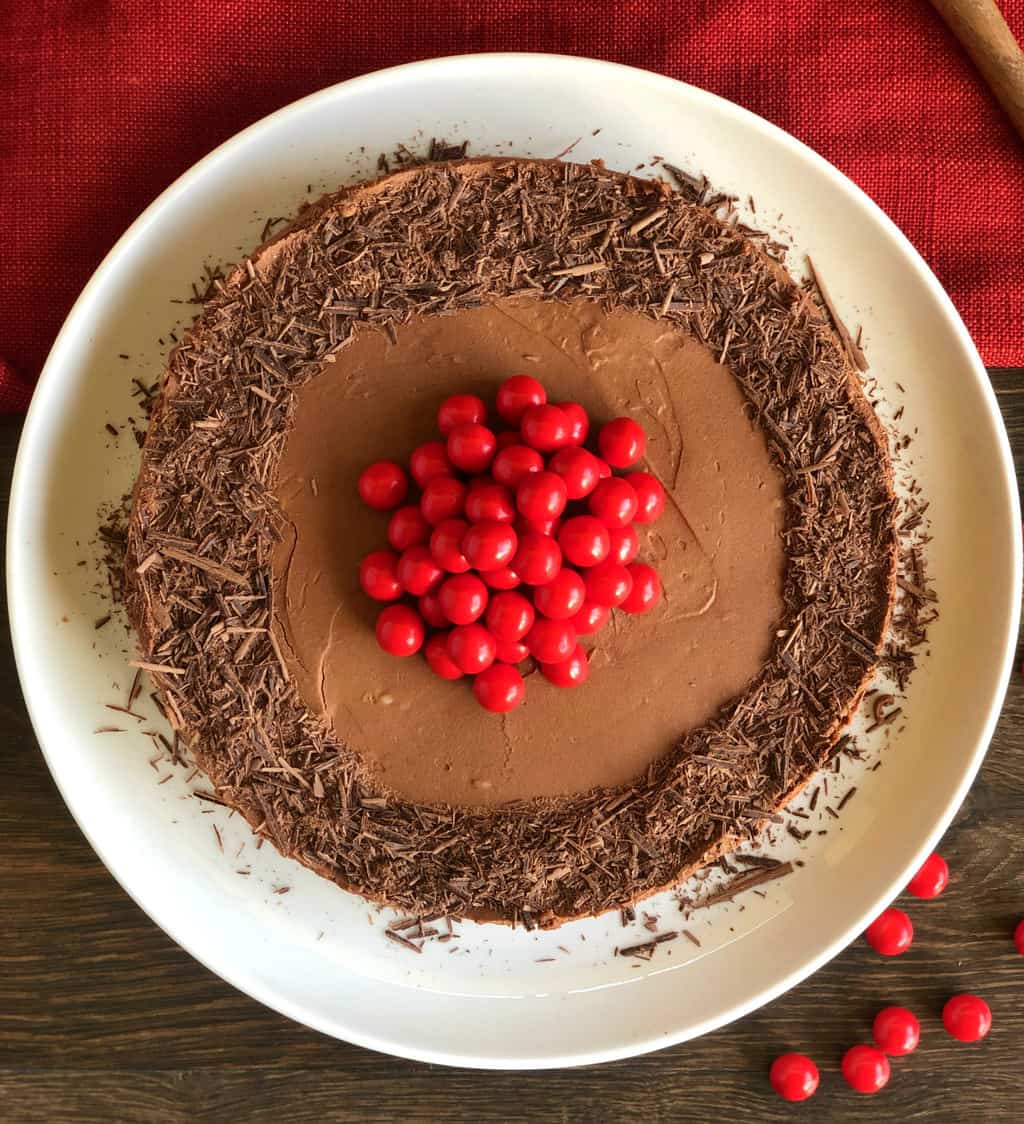 Overhead shot of a Orange Chocolate No Bake Cheesecake 