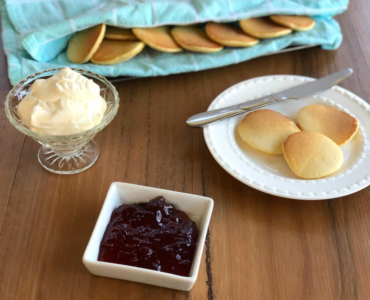 Cream and Jam Pikelets 