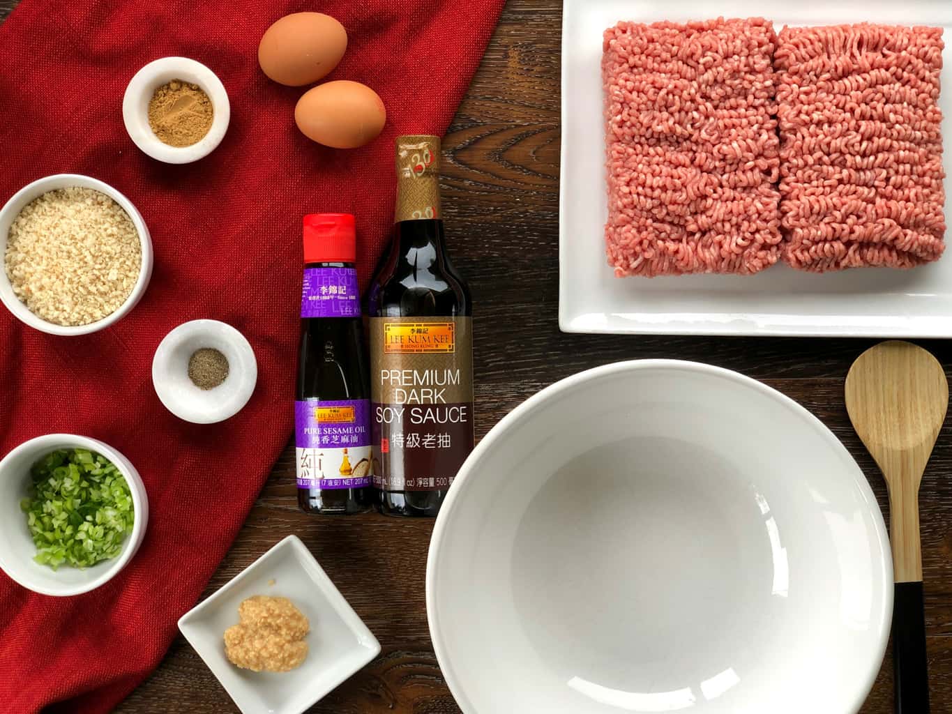 Ingredients for Asian Pork Meatballs 