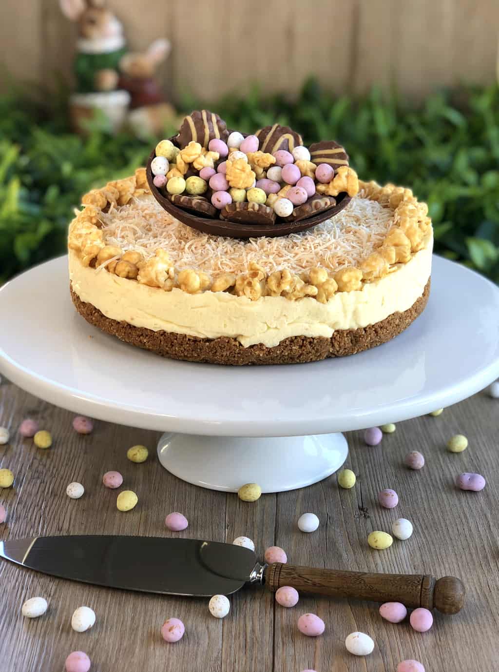 Toasted Coconut Easter Cheesecake with Gingernut Base Just a Mum