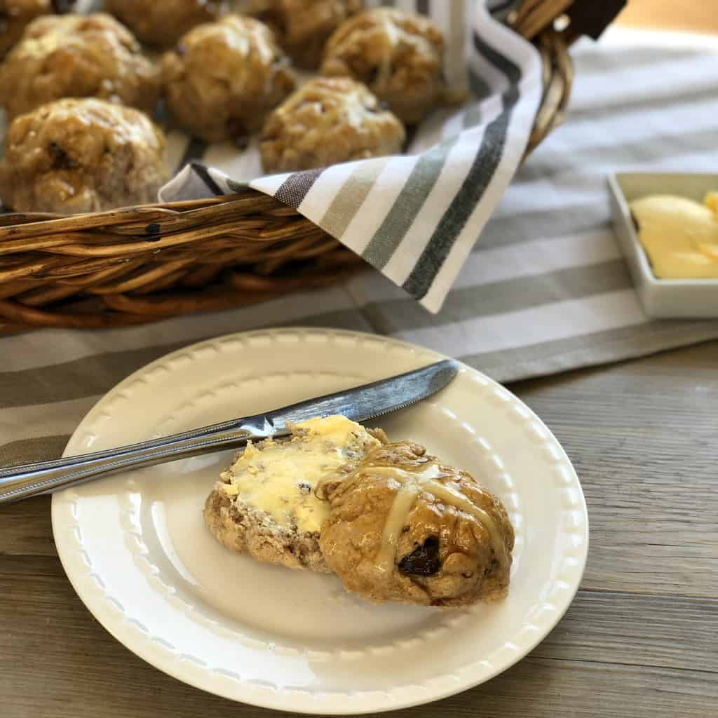 Homemade Hot Cross Scones with Cream and Lemonade 