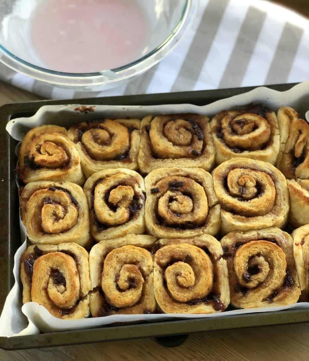 Raspberry Icing and Baked Pinwheel Scones 