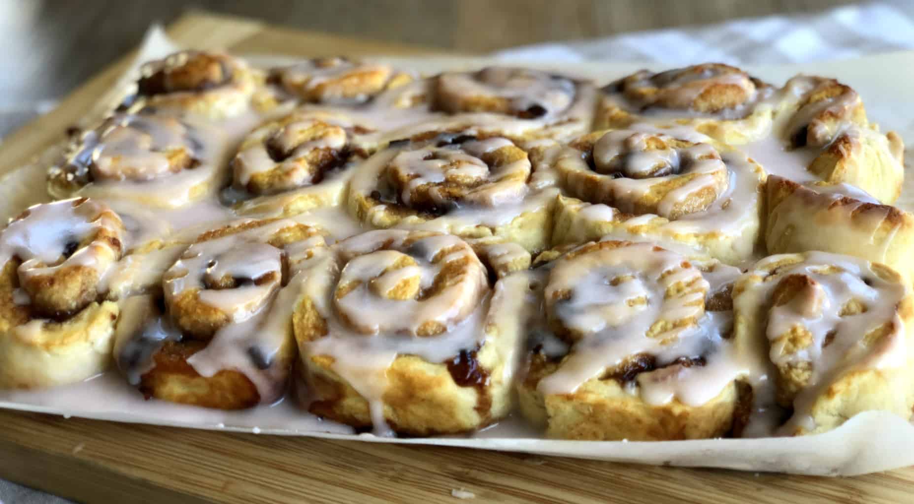 Baked Scone Pinwheels with a raspberry glaze 