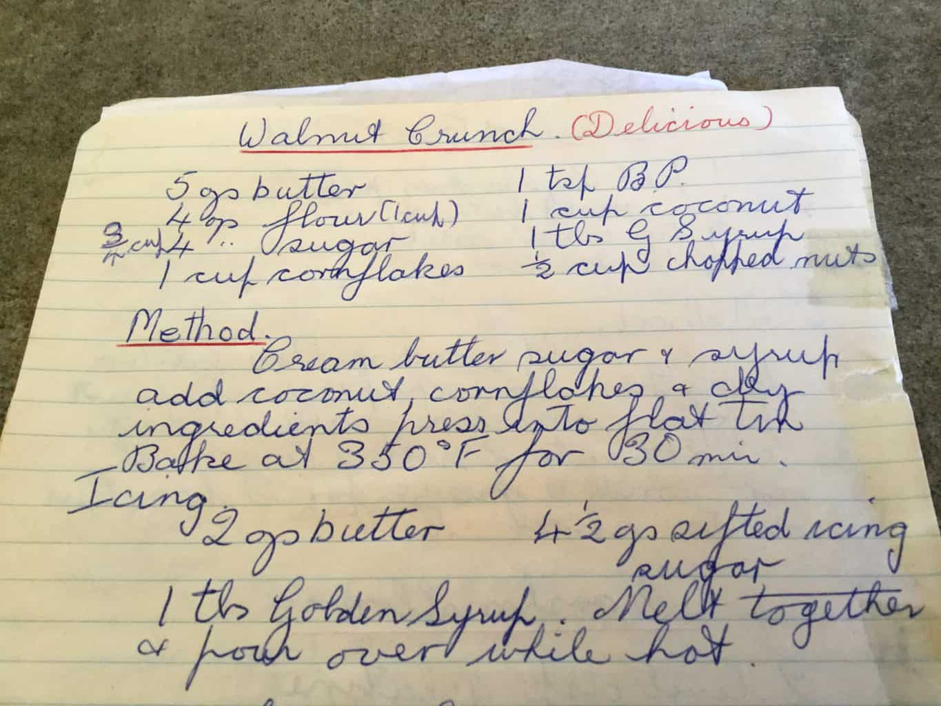 Handwritten Recipe from my Grandma's recipe book