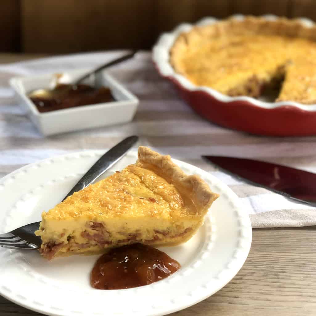 Slice of Bacon & Cheese Quiche with Chutney 