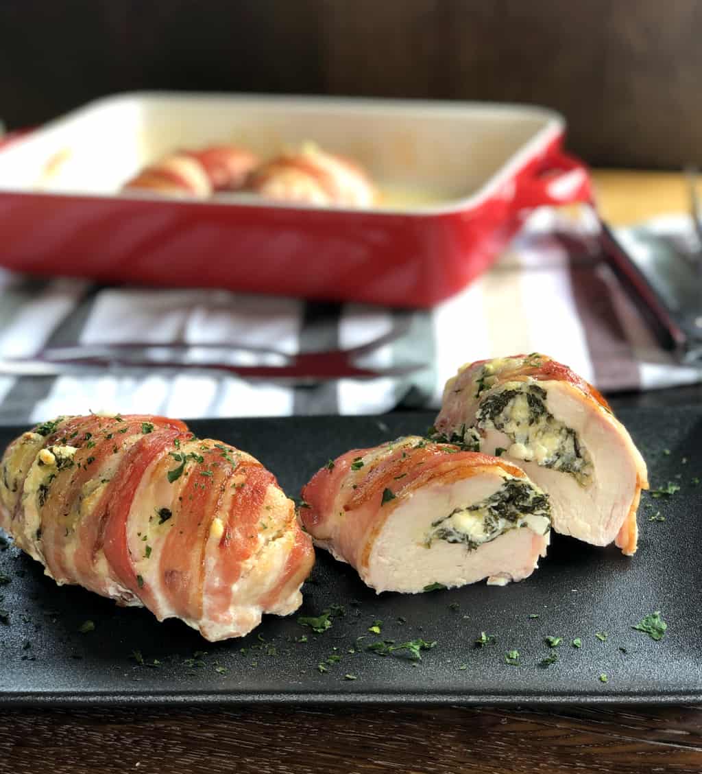 Bacon Wrapped Chicken Breast Stuffed with Feta & Spinach
